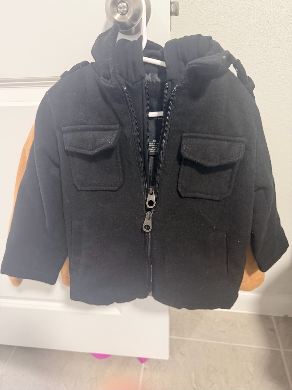 Calvin Klein Black Kids Hooded Pea Coat
